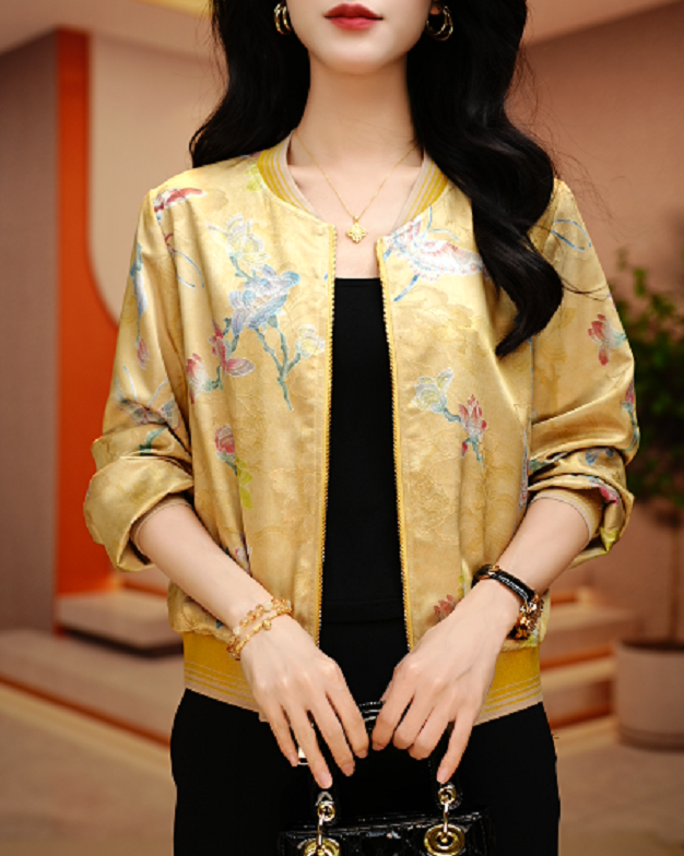 江山如画-新款印花气质上衣外套百搭显瘦时尚舒适显气质俩面穿