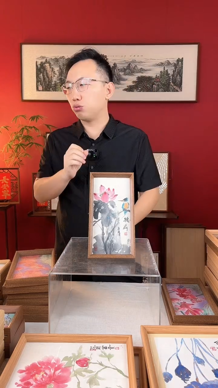 【闪购商品】国画听荷14*27纯手绘国画摆台