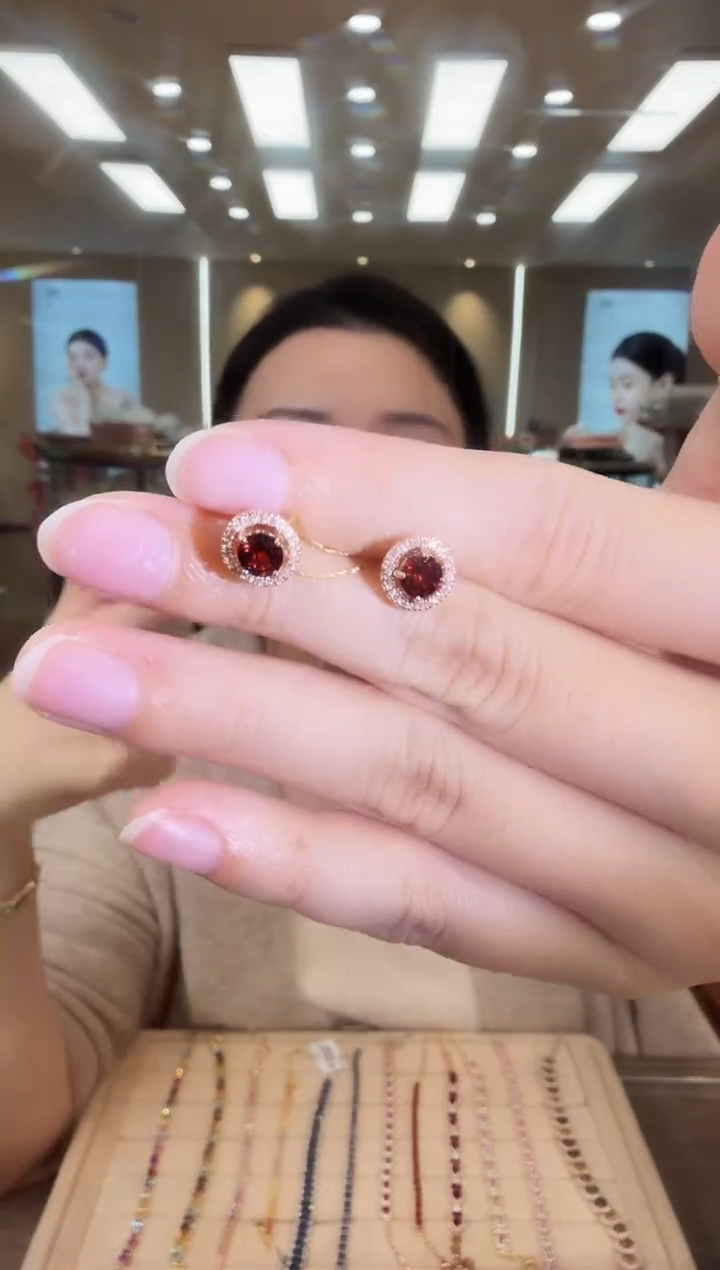 银S925镶嵌耳饰石榴石09