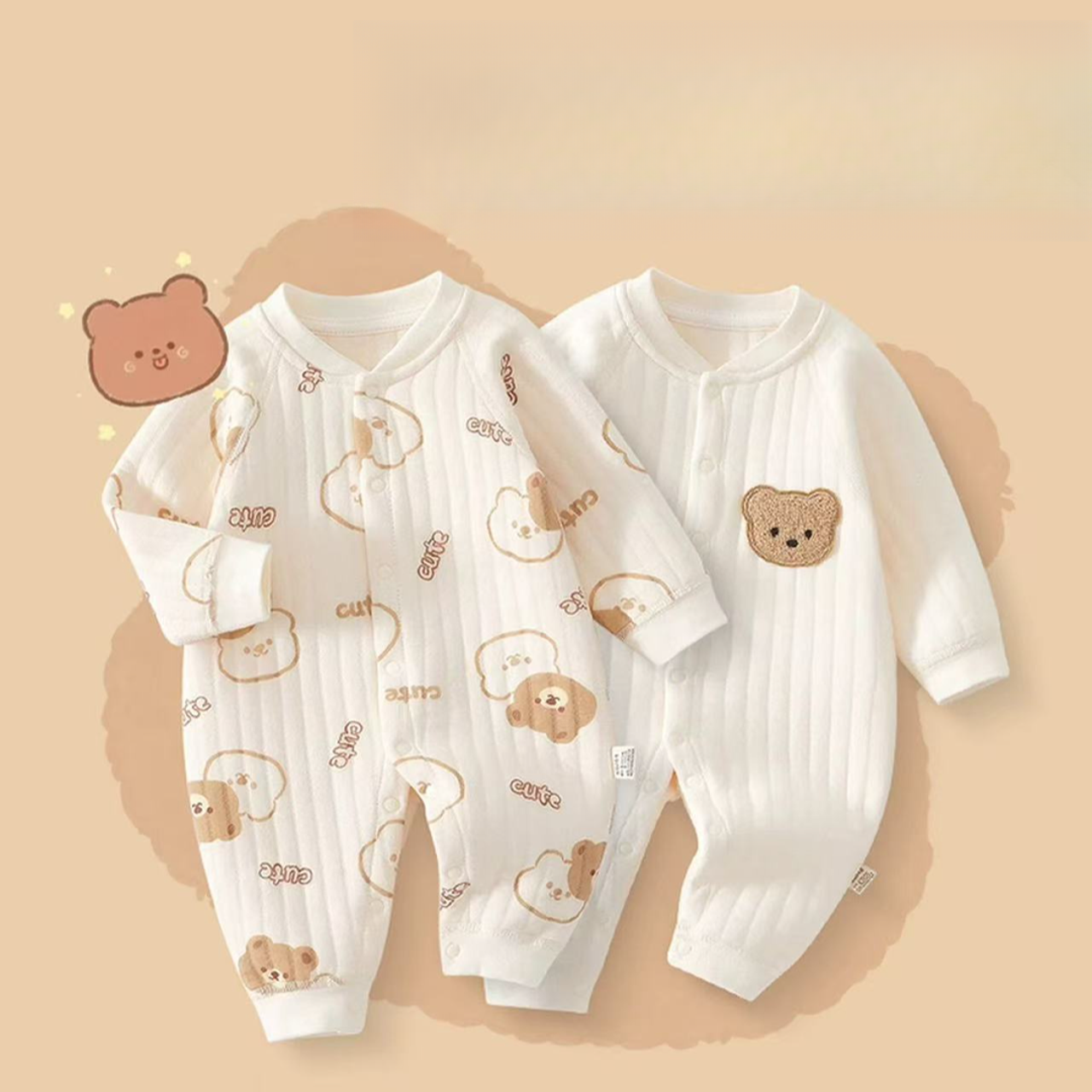 秋冬儿童空气夹棉长袖保暖哈衣