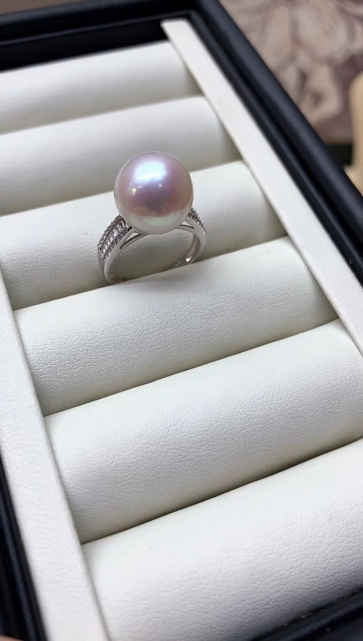 戒指银S925镶嵌淡水珍珠S925银淡水珍珠戒指