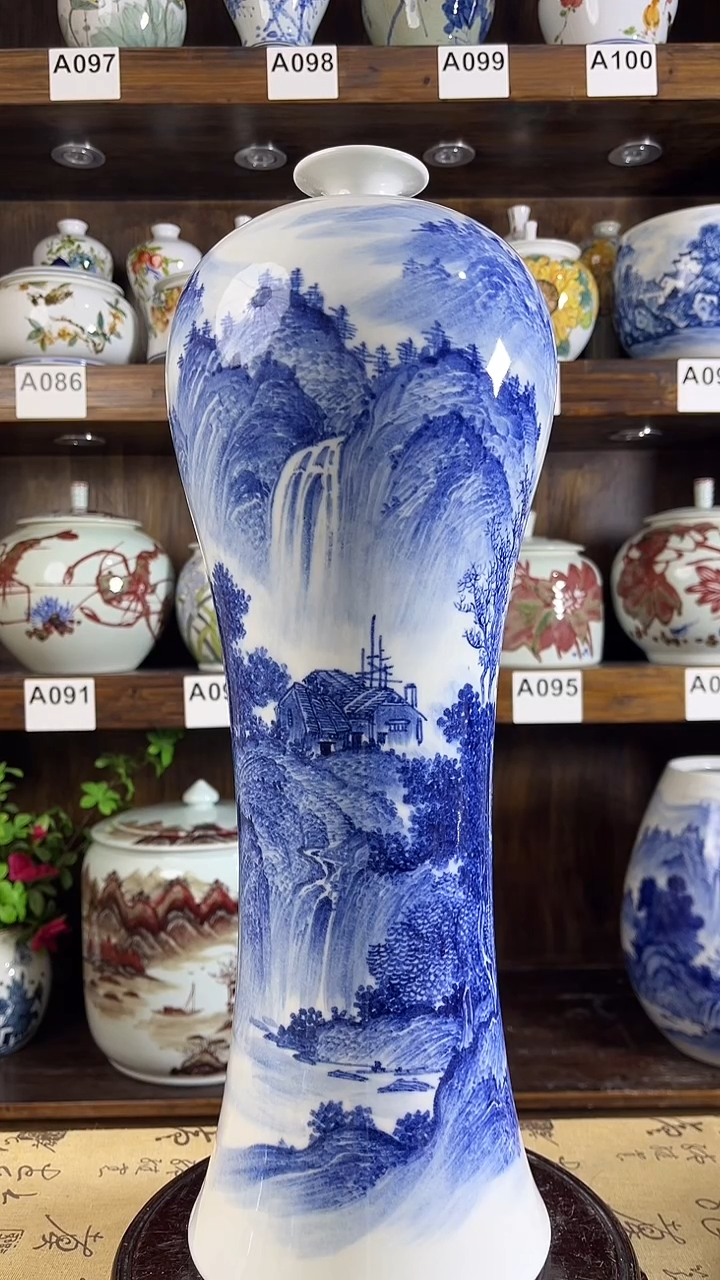 【闪购商品】纯手工手绘高山流水梅瓶