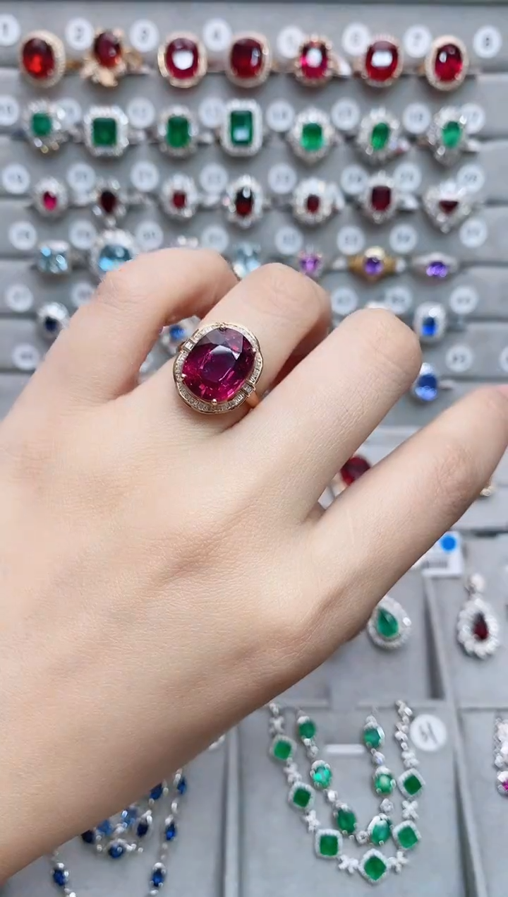 【闪购商品】碧玺18K金戒指18K金镶嵌·