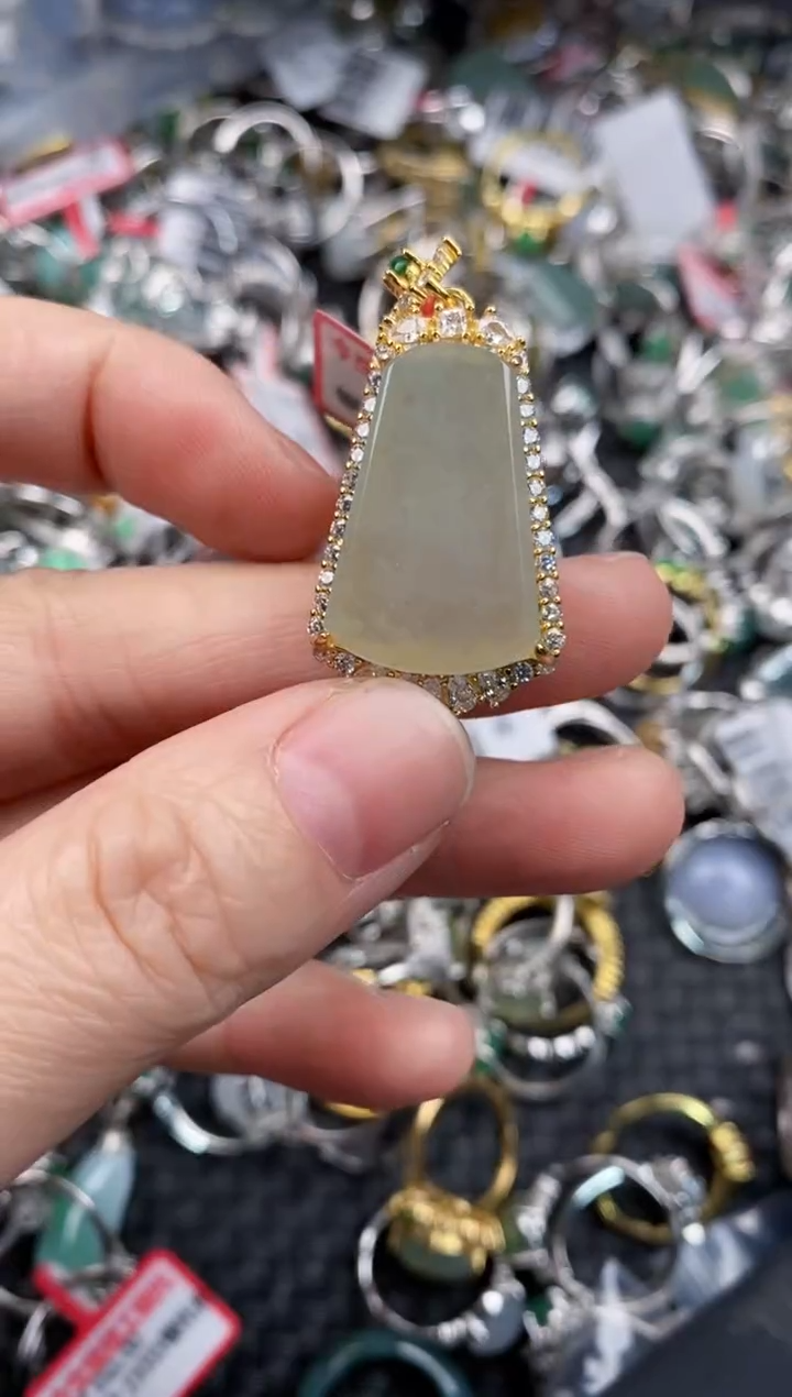 银S925镶嵌戒指翡翠999             2