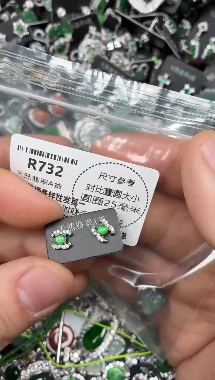 颈饰未镶嵌翡翠R732耳钉