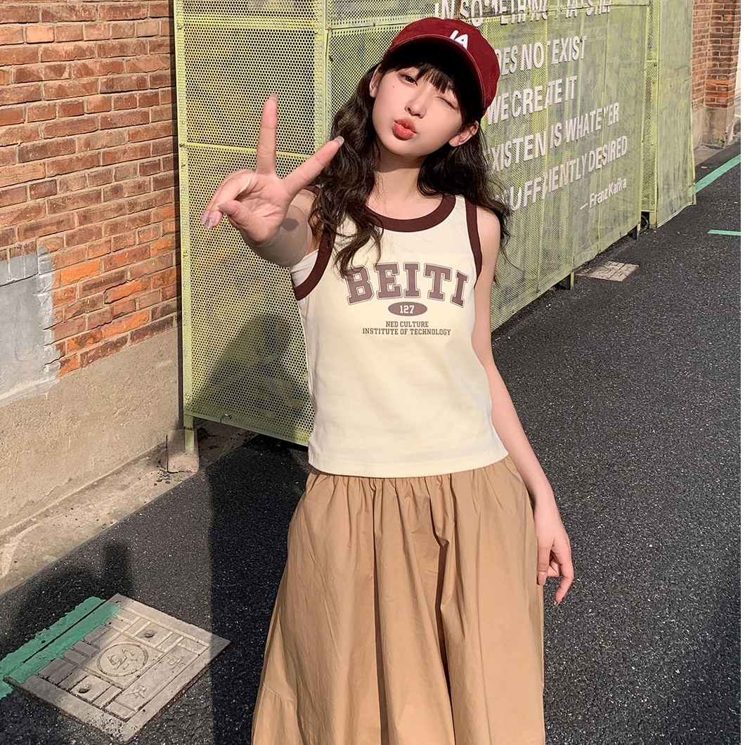 97006高端专享老林家夏季天花板女宝背心米色（B）