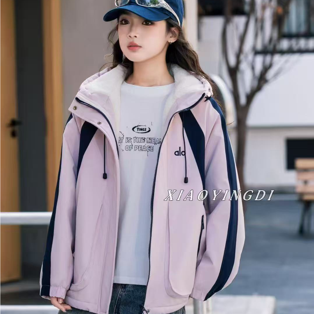 秋冬新款女大童加绒防风保暖休闲冲锋衣外套小赢迪25-20