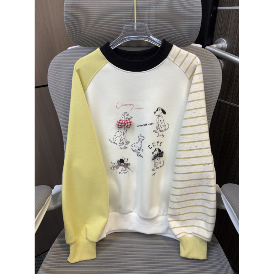 【现货】2025秋不规则撞色插肩女童圆领卫衣 D626 626 Y