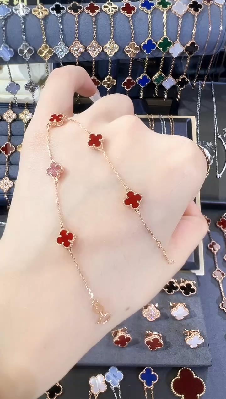 【闪购商品】玛瑙/玉髓手链18K金镶嵌红手链