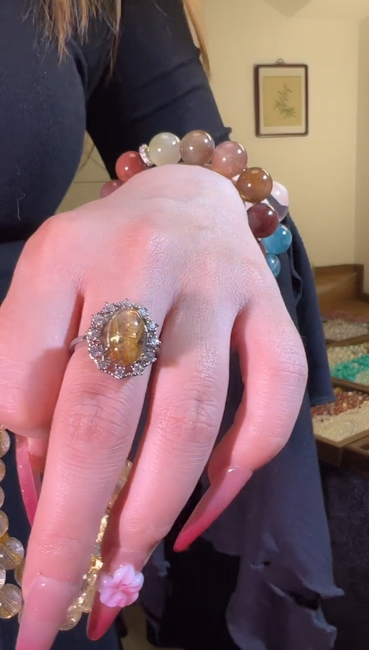 合金戒指水晶金发戒指