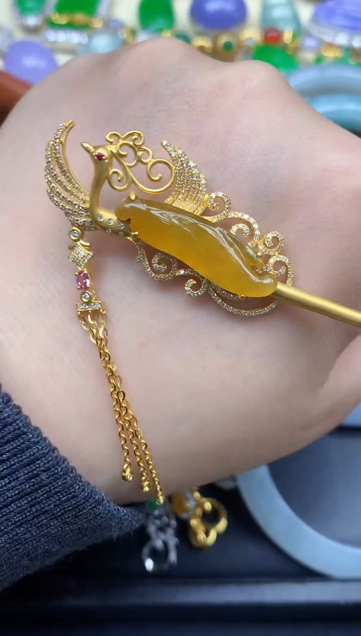 颈饰18K金镶嵌翡翠553-中国好珍宝