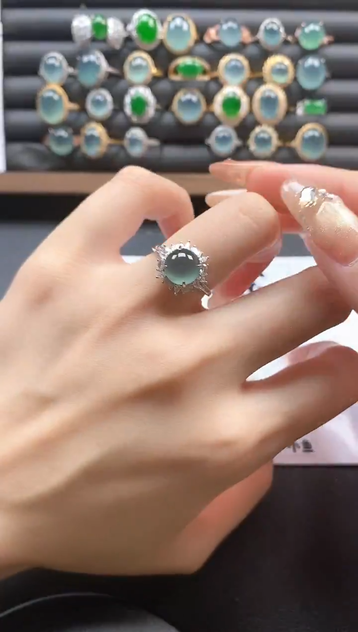 银S925镶嵌戒指翡翠51211