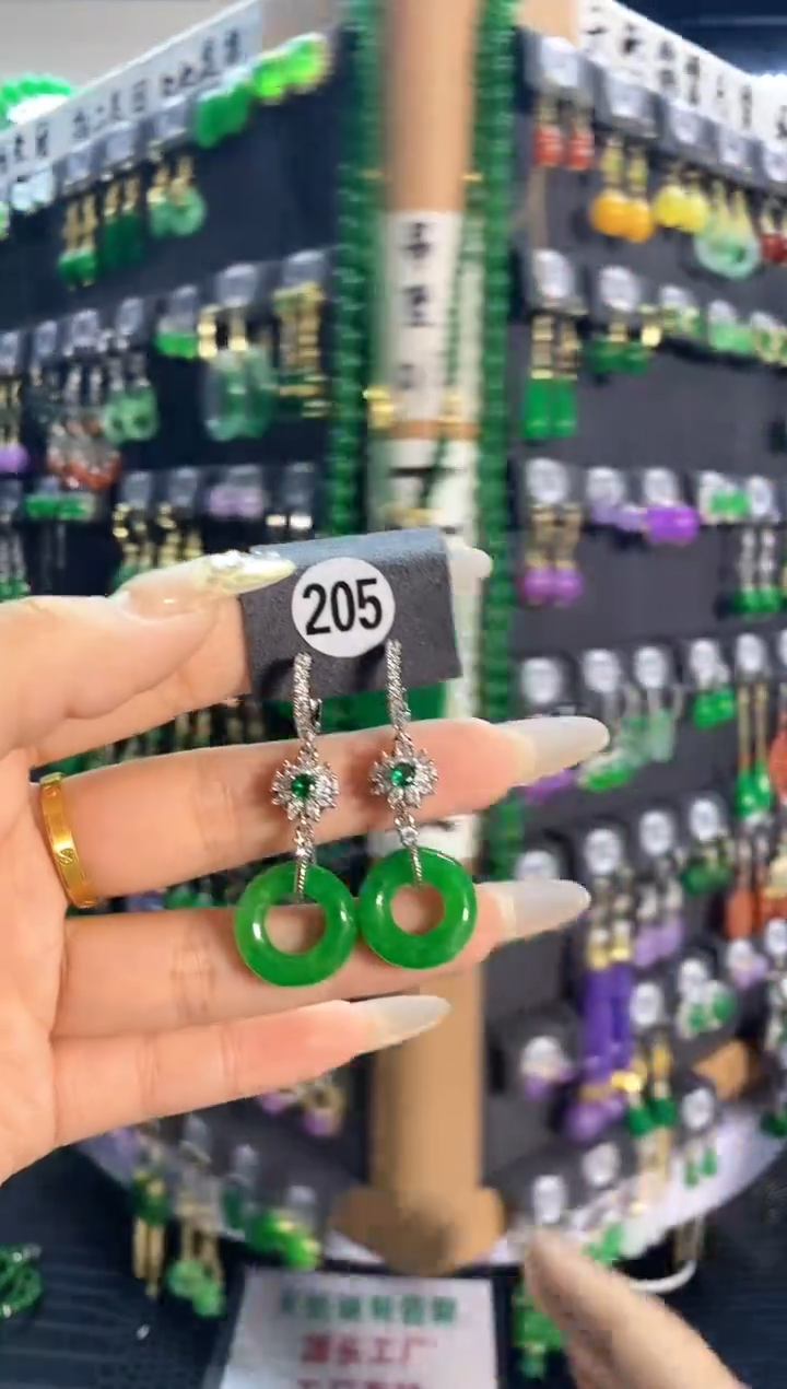【闪购商品】翡翠耳饰银S925镶嵌205.......
