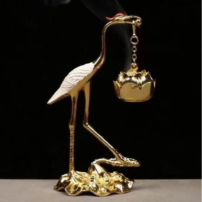 仙鹤造型莲花香炉吊炉家用卧室办公檀香沉香摆件ZHZ635特惠