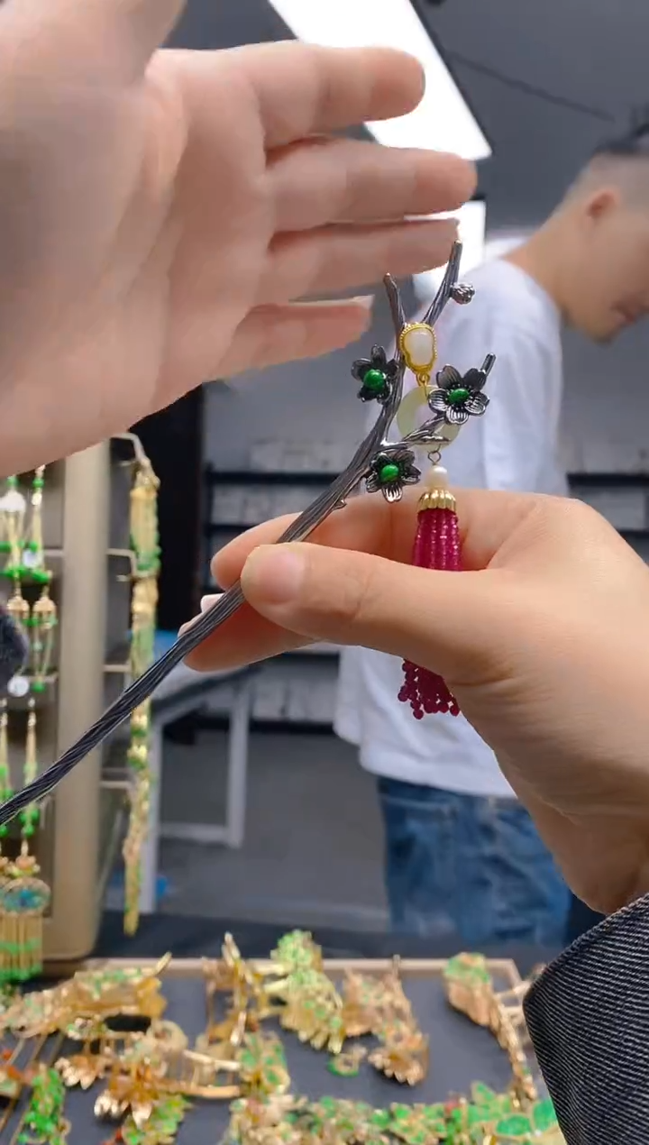 【闪购商品】翡翠耳饰合金0126翡翠发簪