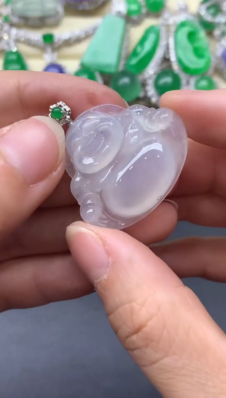 颈饰18K金镶嵌翡翠423-中国好珍宝