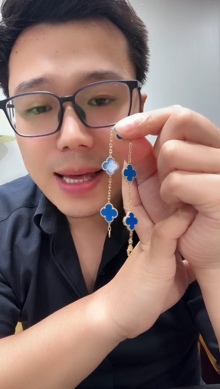 18K金镶嵌手链玛瑙/玉髓黄*森蓝色k黄，五花手链