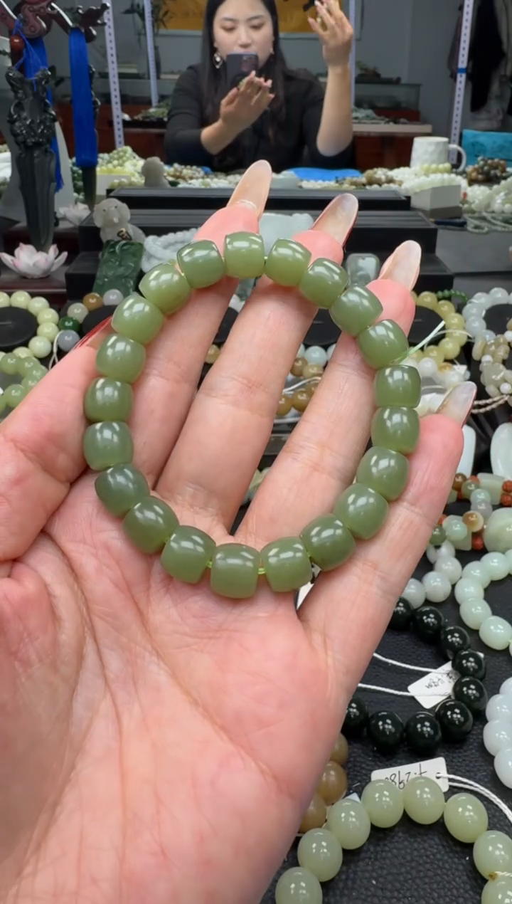 未镶嵌手链和田玉新疆若羌青黄口卡10