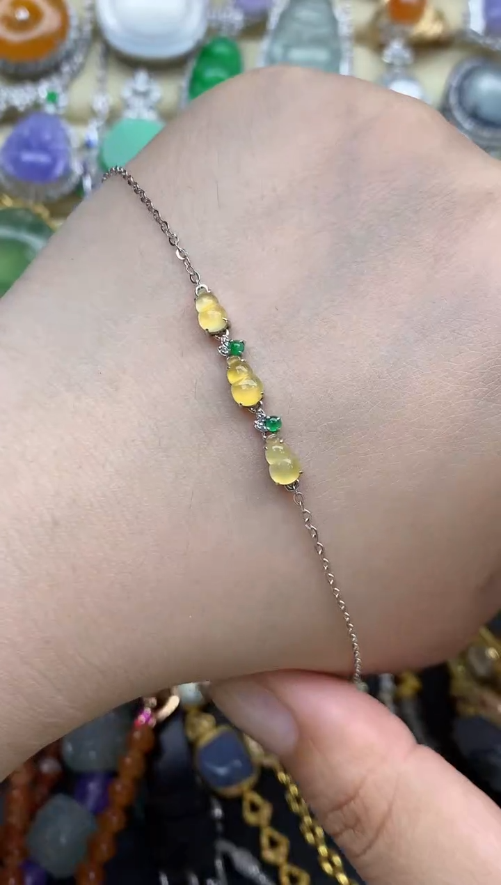 18K金镶嵌翡翠手链263-春日珠宝