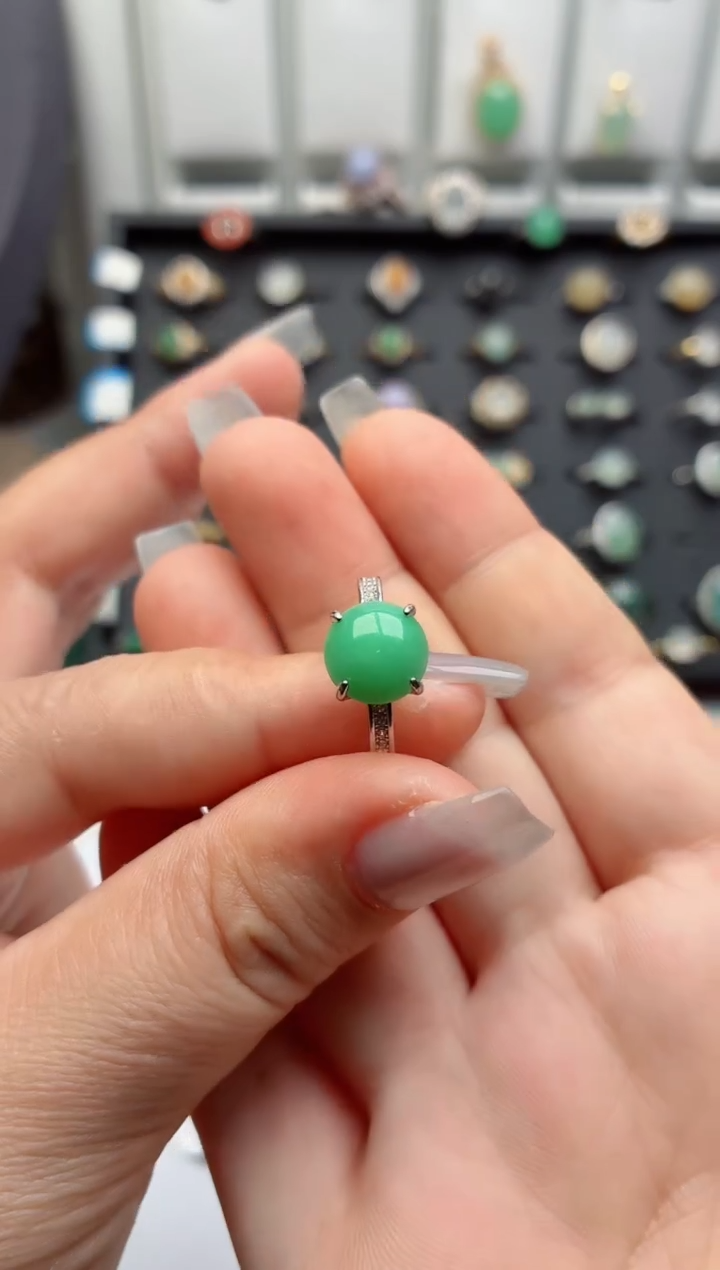 银S925镶嵌戒指翡翠.