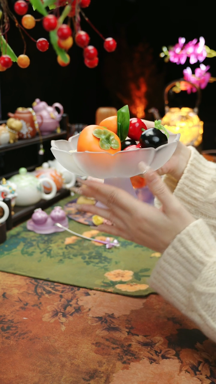 【闪购商品】紫色水晶果蝶点心盘