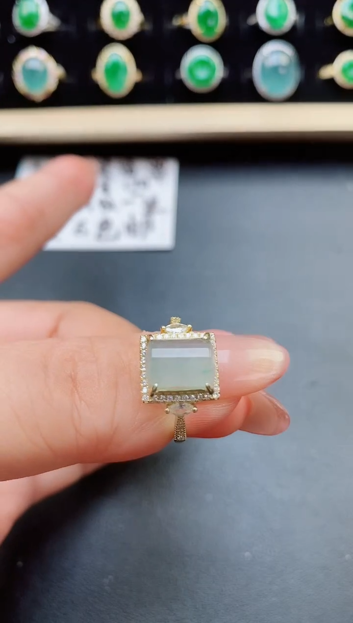翡翠戒指银S925镶嵌21321