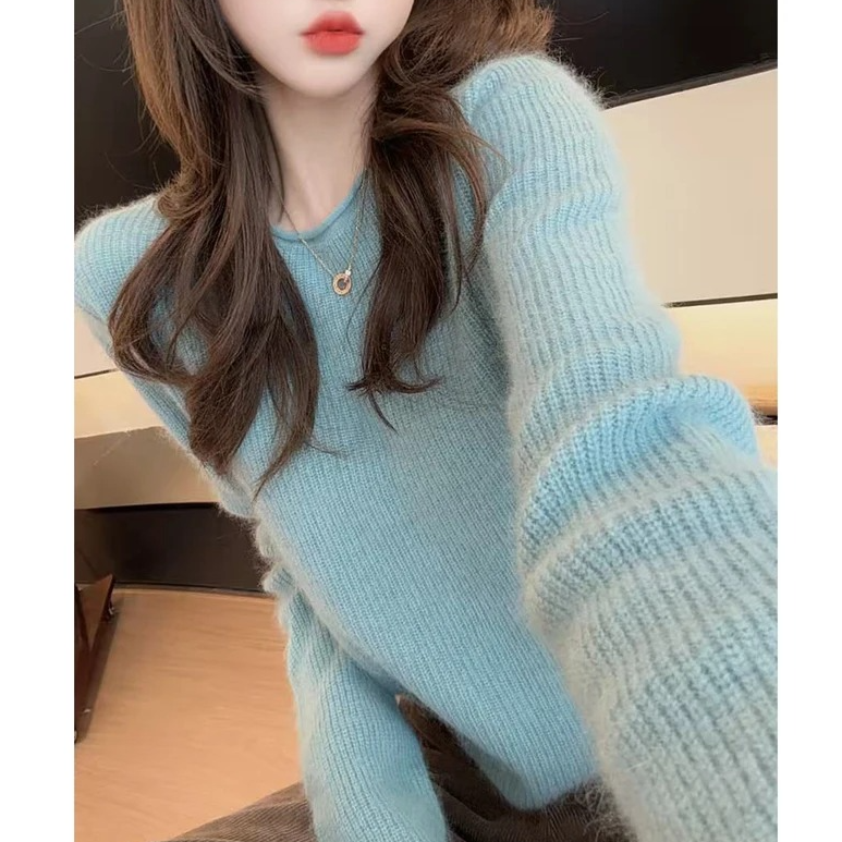 时尚显白毛衣洋气显瘦长袖针织打底衫韩版休闲百搭套头上衣K1-48