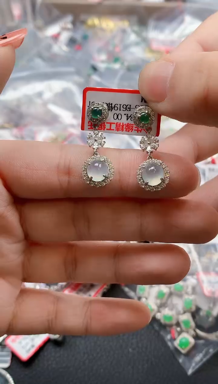 银S925镶嵌戒指翡翠天然A货缅甸翡翠