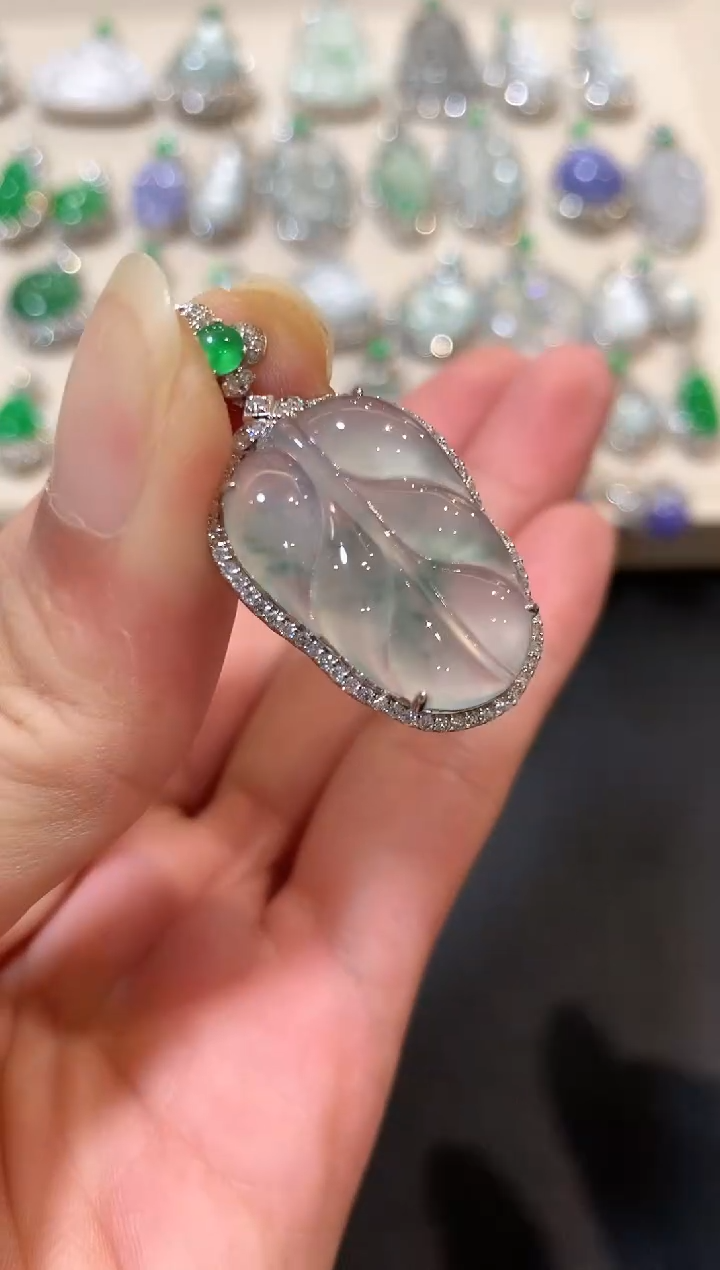 翡翠18K金镶嵌吊坠(不含链)n16   