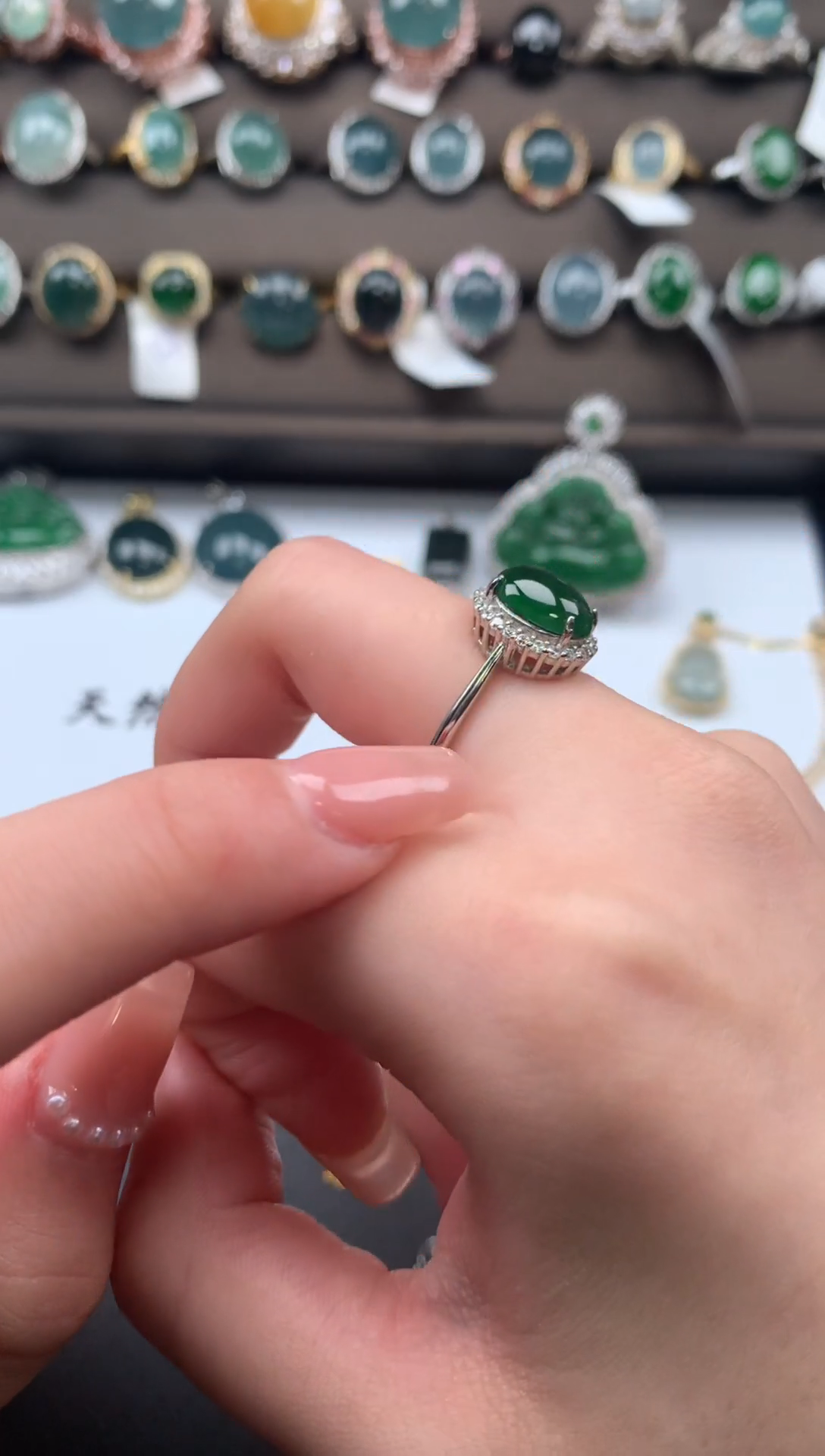 【闪购商品】翡翠戒指银S925镶嵌52141