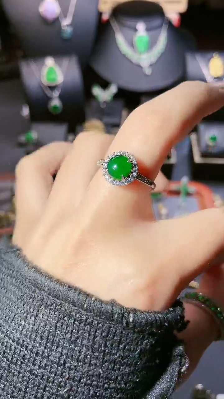 【闪购商品】翡翠戒指银S925镶嵌戒指