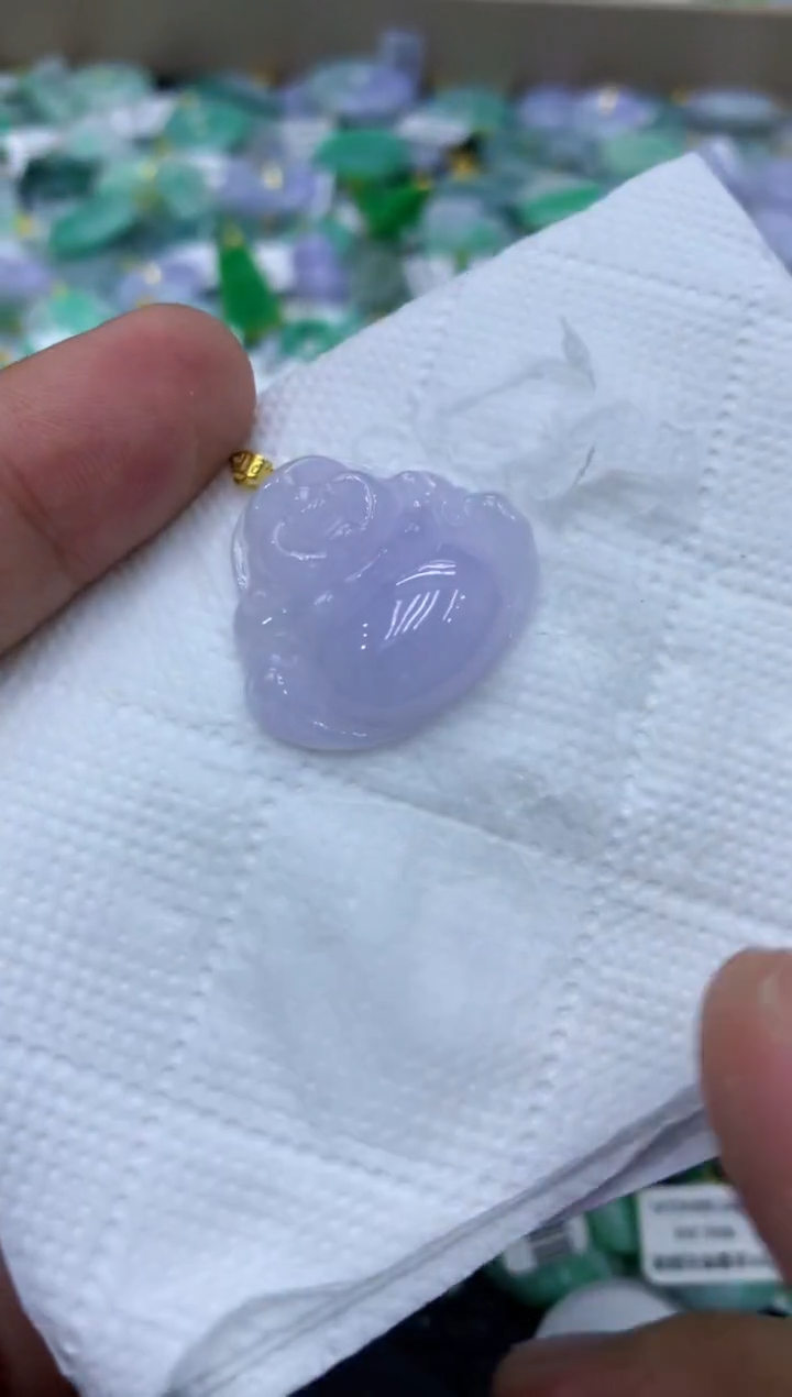 颈饰18K金镶嵌翡翠天然缅甸翡翠A货