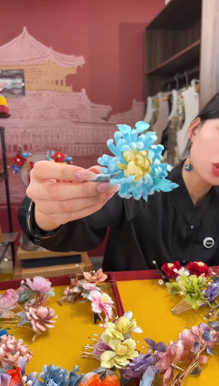 【闪购商品】刺绣非遗绒花（发饰）