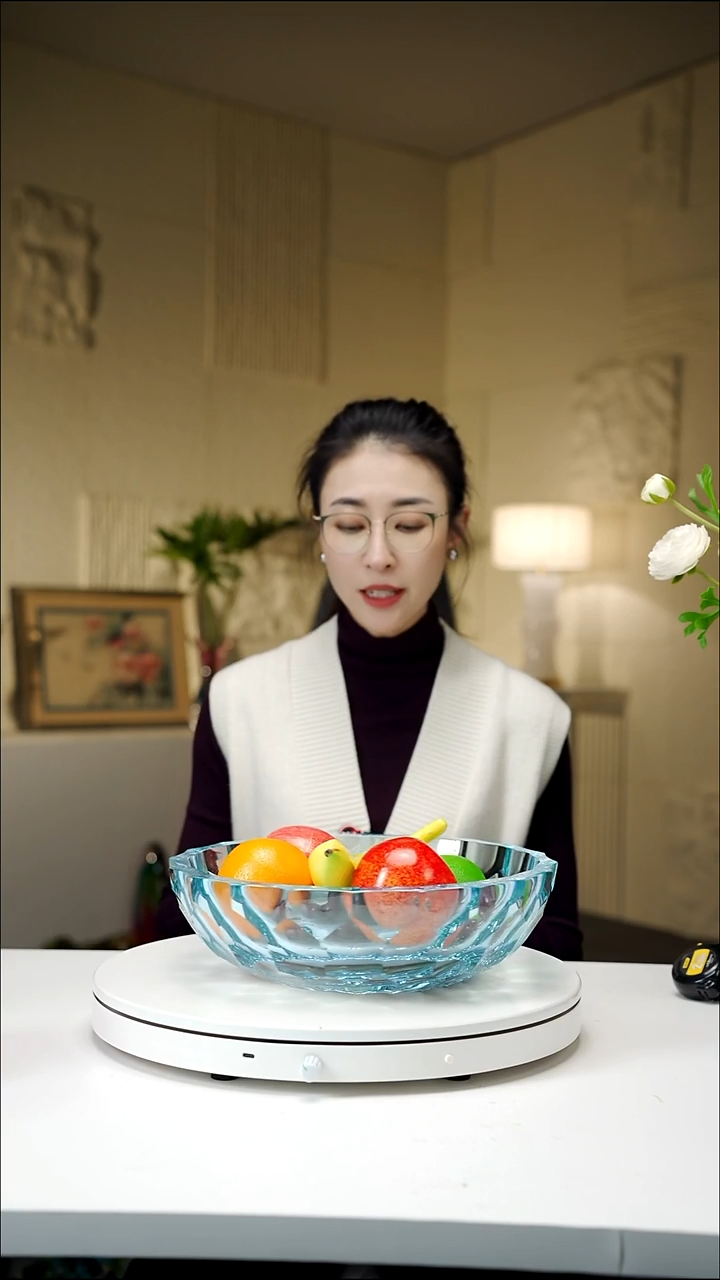 手工艺品琉璃宝石蓝凹面果盘