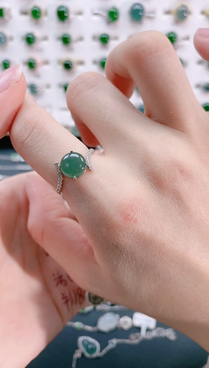 【闪购商品】翡翠戒指银S925镶嵌天然翡翠