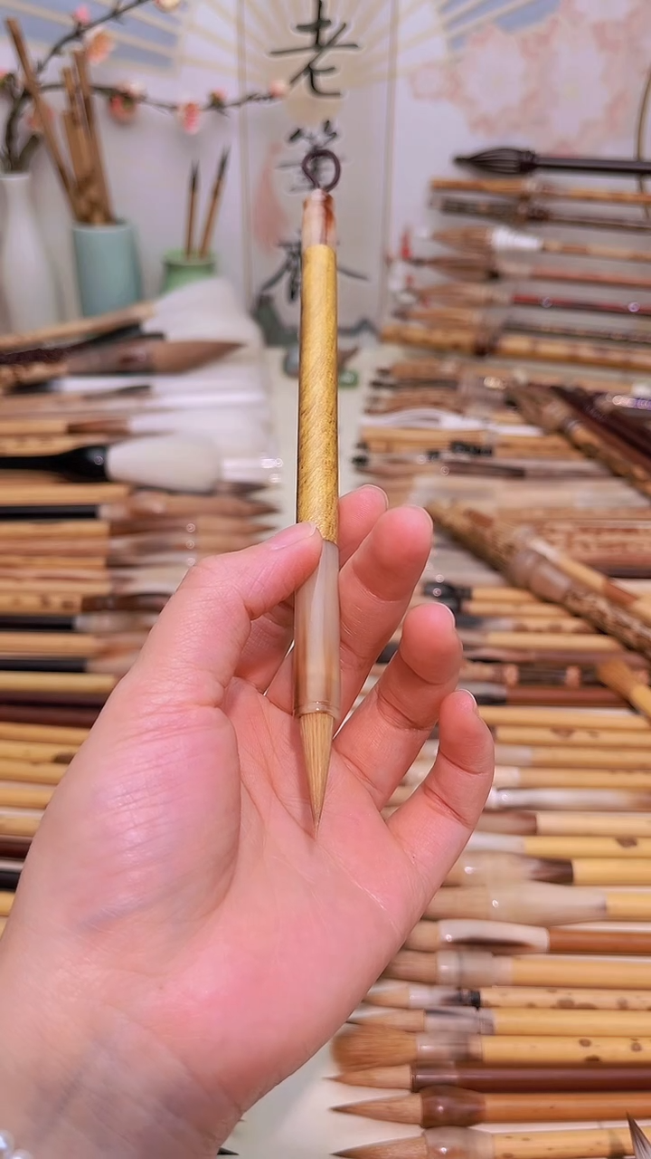 【闪购商品】金丝楠木牛角杆纯元狼寸楷出峰2.5cm
