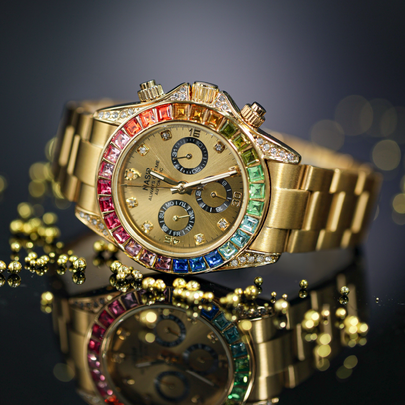 【彩虹骑士系列】真金真钻男士高端机械腕表-R1481