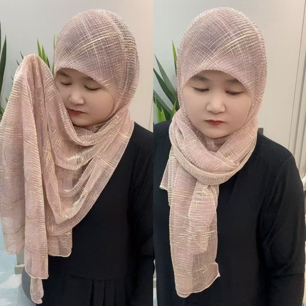 新款妈妈格纹休闲绕巾