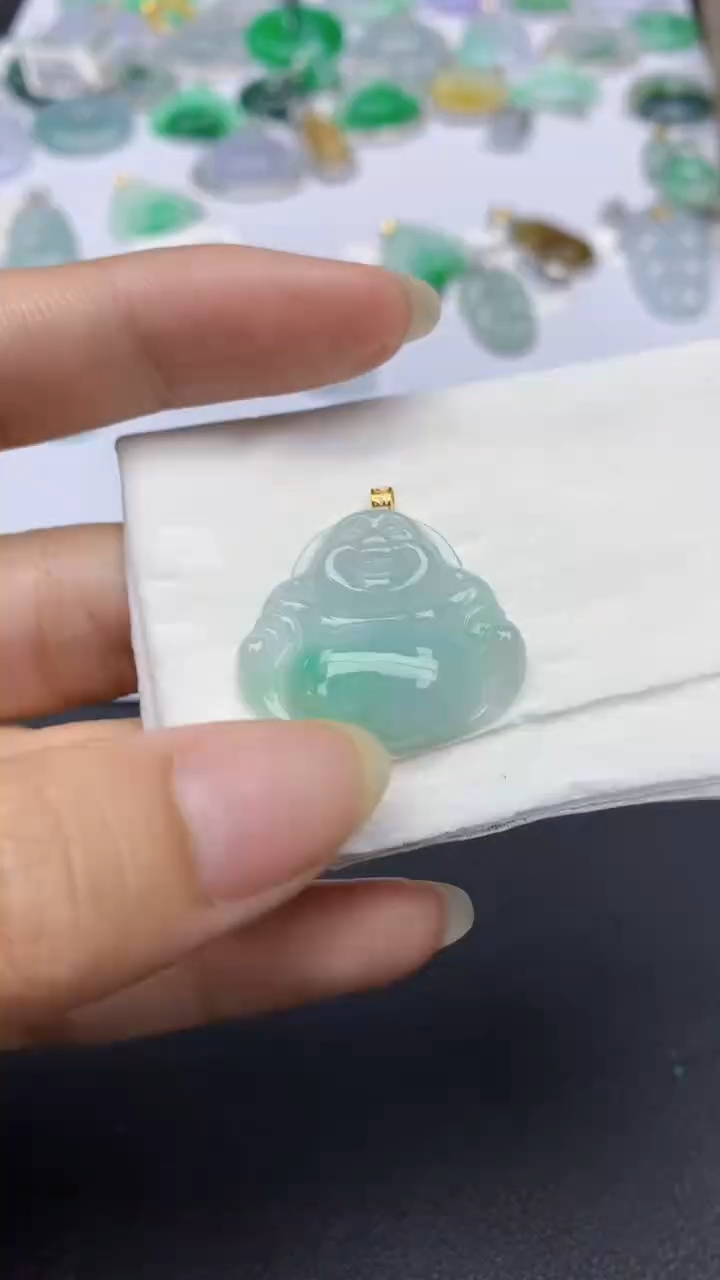 翡翠18K金镶嵌颈饰天然缅甸a货翡翠百元以上9元证书费自理