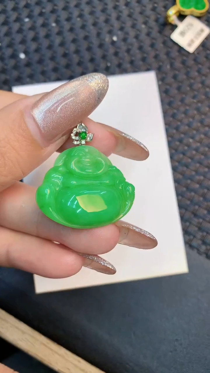 颈饰18K金镶嵌翡翠༺***༻1