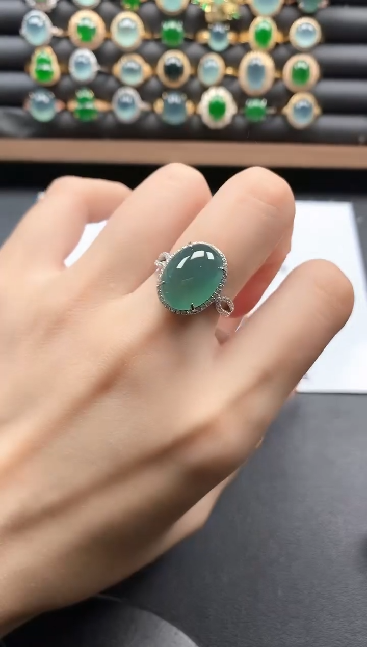 银S925镶嵌戒指翡翠51511