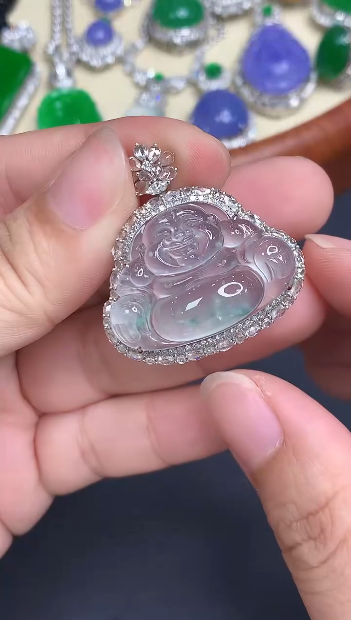 颈饰18K金镶嵌翡翠755-中国好珍宝