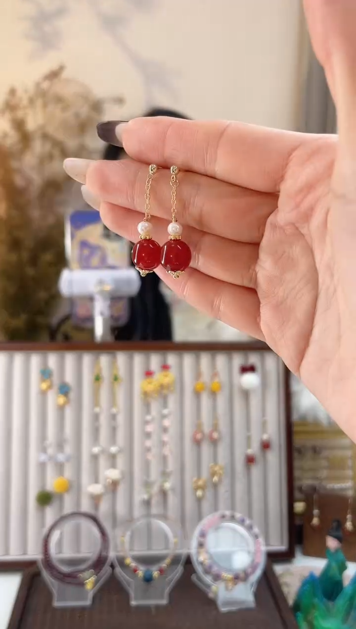 铜合金合金无2-5 红色小猪猪耳钉