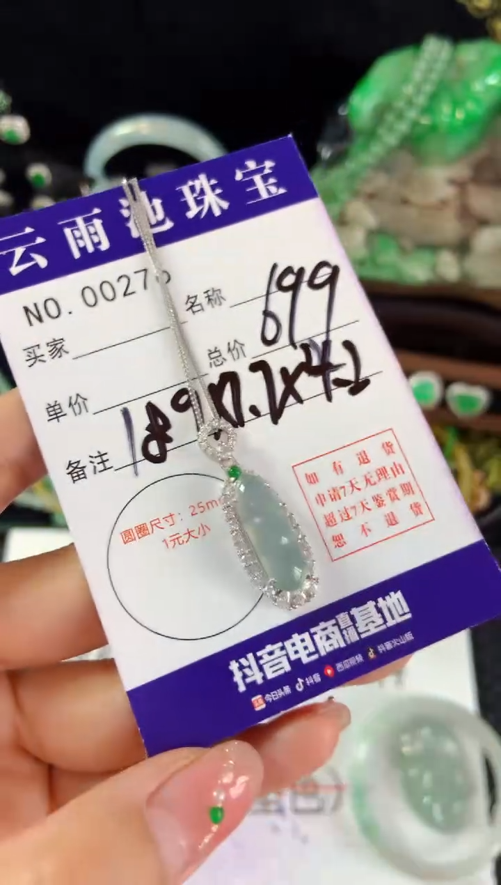 【闪购商品】翡翠颈饰银S925镶嵌翡翠