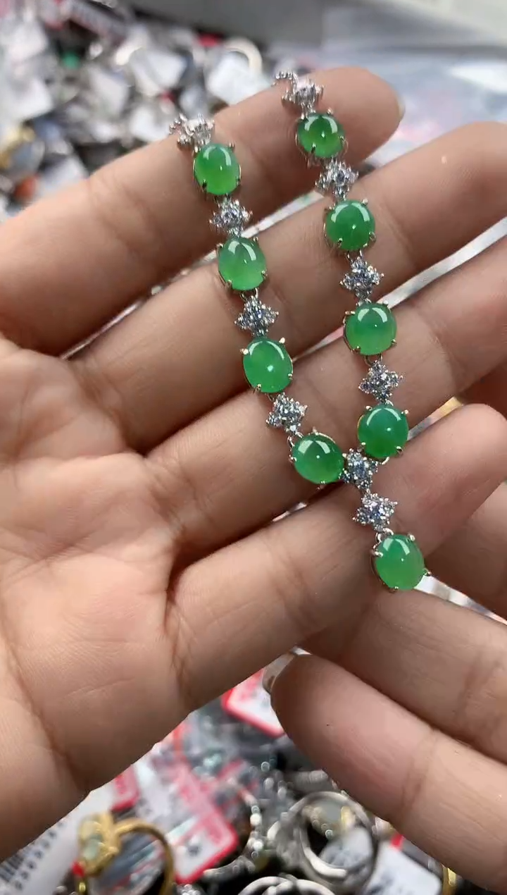 银S925镶嵌戒指翡翠12               8