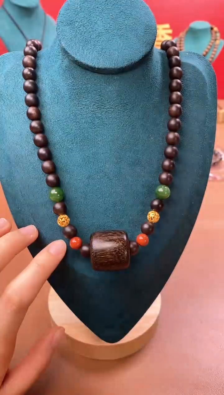 【闪购商品】沉香手串P玉化紫08+虎斑留疤白棋楠沉香木雕顶珠