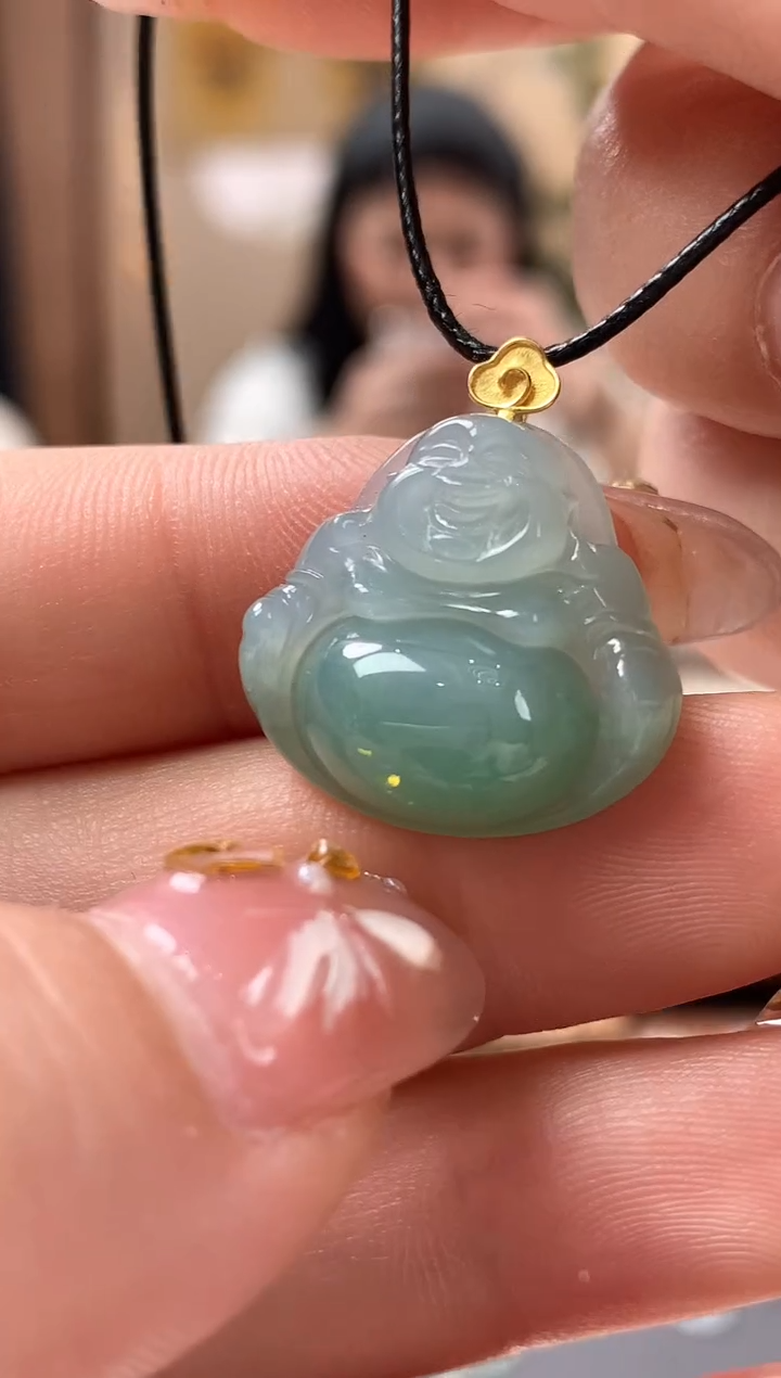 【闪购商品】翡翠吊坠(不含链)18K金镶嵌佛公