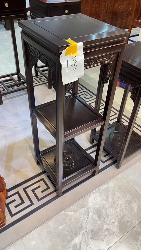 【闪购商品】花梨木类成套家具黑檀色福字花架35*35*100