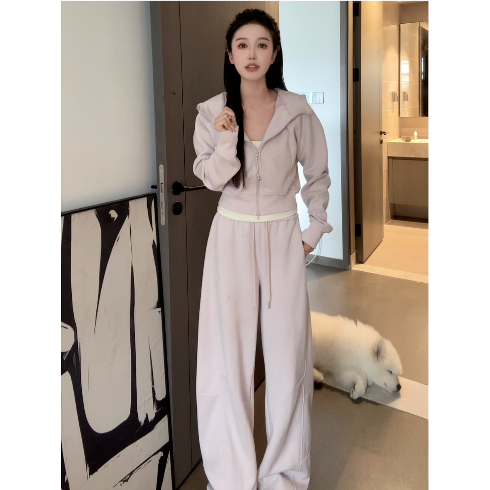 秋冬新款网红爆款时尚卫衣套装气质百搭休闲运动套装女25802
