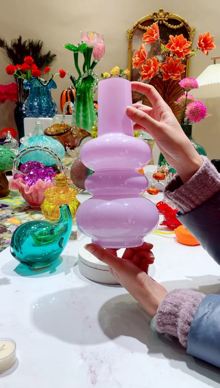 【闪购商品】琉璃手工艺品三层紫色花瓶  微瑕